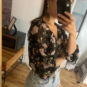 Ulla Johnson Black Floral Blouse